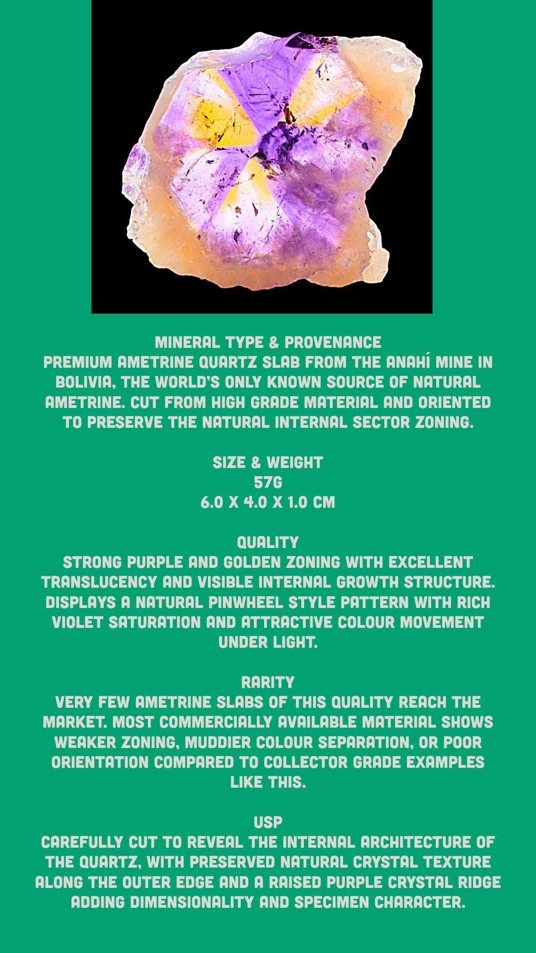 Ametrine crystal slab, polished ametrine slice, natural quartz crystal from bolivia - Image 7