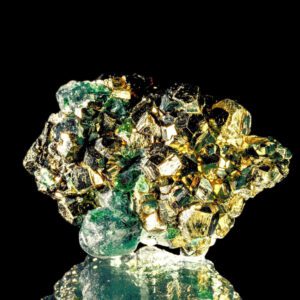 Green fluorite crystal on pyrite cluster on matrix uv reactive specimen natural peru fluorite for collectors mineral specimen for display
