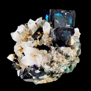 Purple fluorite crystal cluster, cubic fluorite on matrix, natural fluorite specimen from namibia
