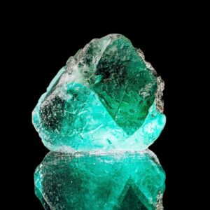Green fluorite crystal on matrix, uv reactive fluorite mineral specimen with boulangerite and geochronite, natural fluorite for collectors