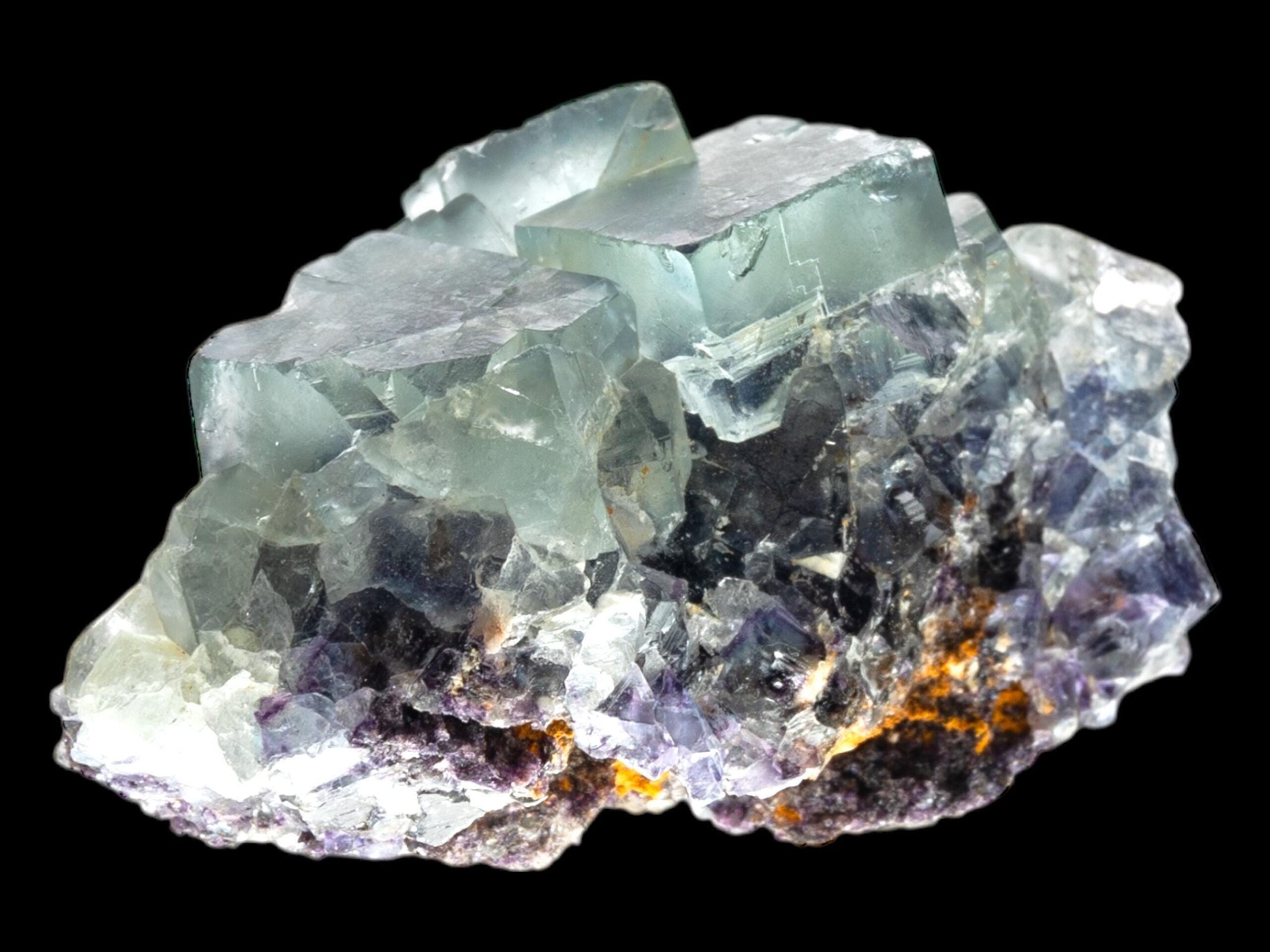 Fluorite crystal cluster, blue fluorite mineral with cubic form, natural fluorite specimen from namibia, okorusu fluorite on matrix - Image 2