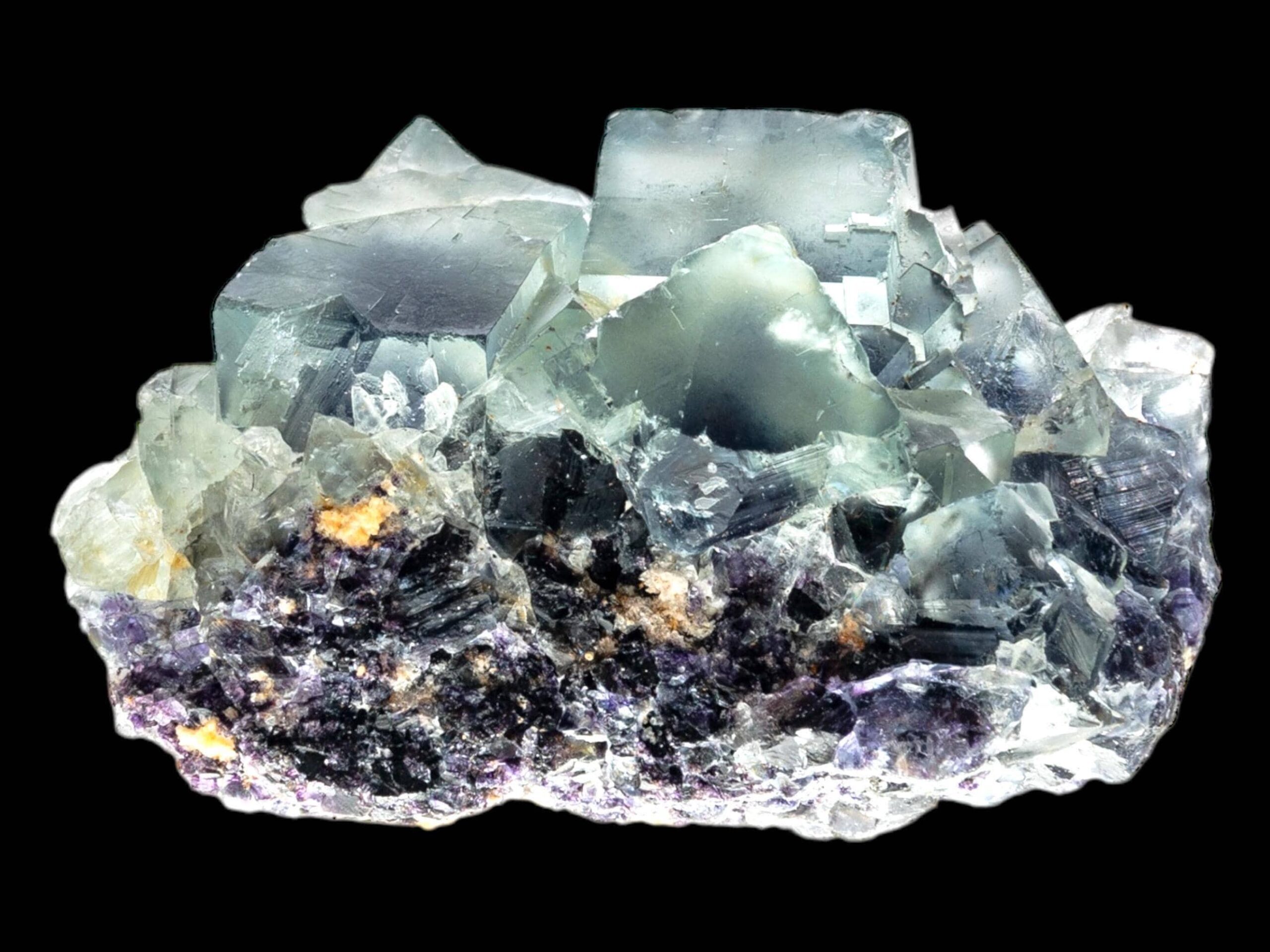 Fluorite crystal cluster, blue fluorite mineral with cubic form, natural fluorite specimen from namibia, okorusu fluorite on matrix - Image 5
