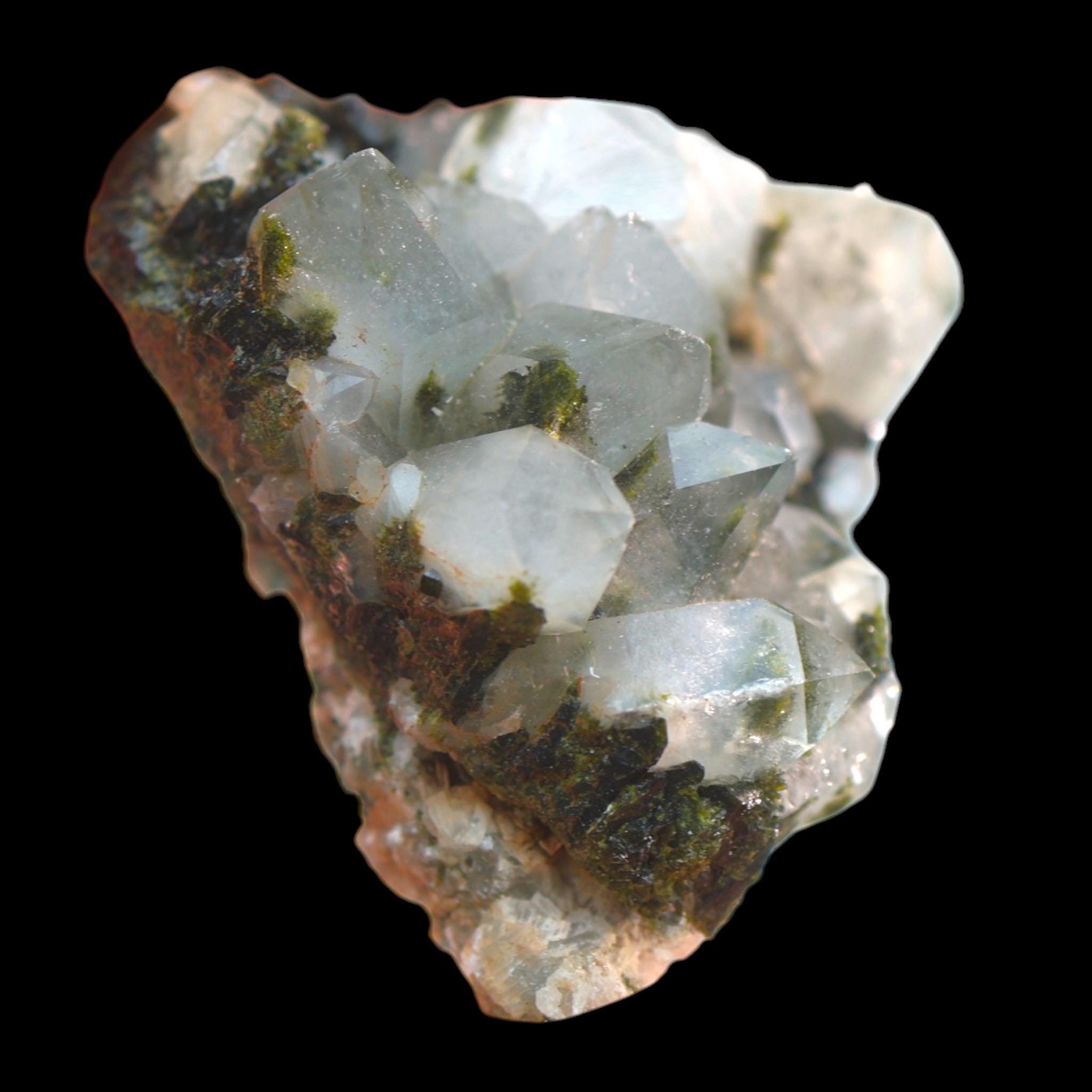 Epidote with Quartz, Green Epidote Crystal, Quartz Crystal Cluster, Mineral Specimen, Hakkari Turkey, Turkish Epidote, Collector Mineral - Image 2