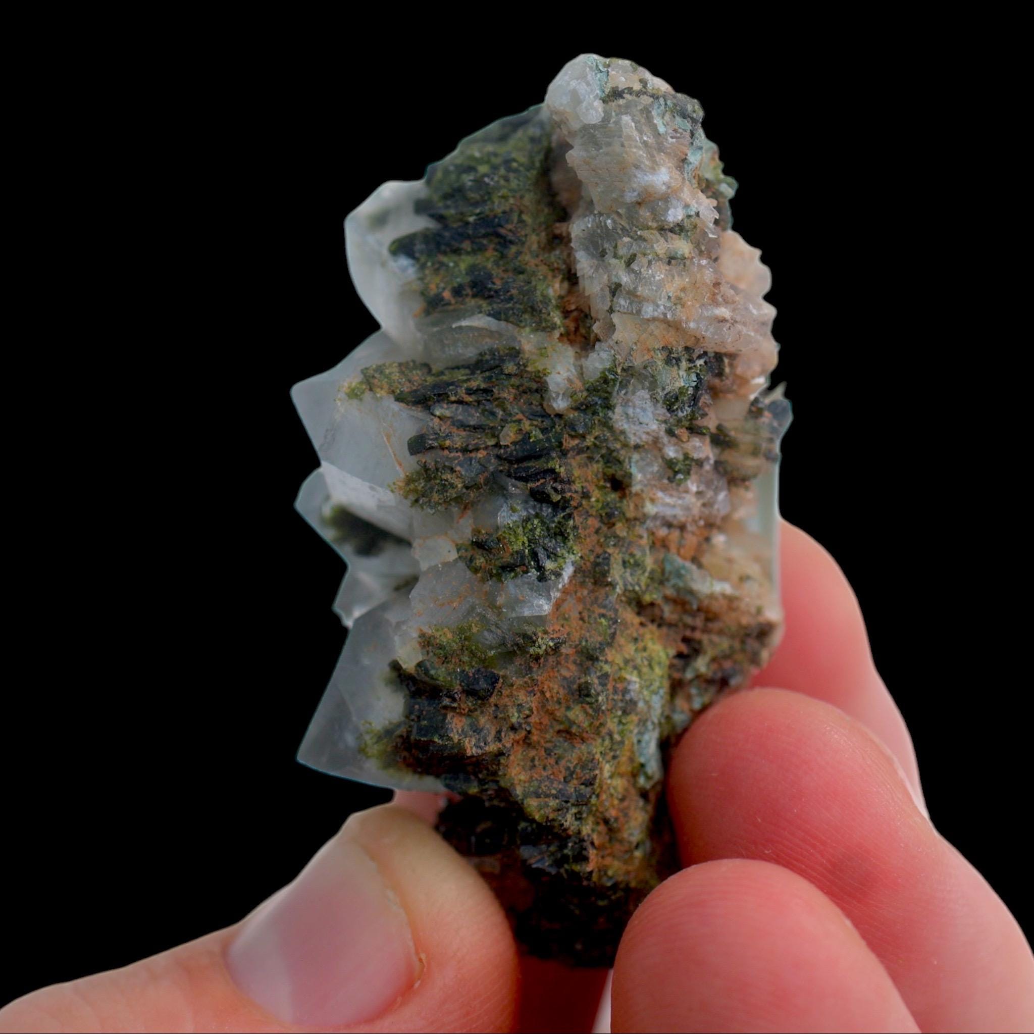 Epidote with Quartz, Green Epidote Crystal, Quartz Crystal Cluster, Mineral Specimen, Hakkari Turkey, Turkish Epidote, Collector Mineral - Image 7