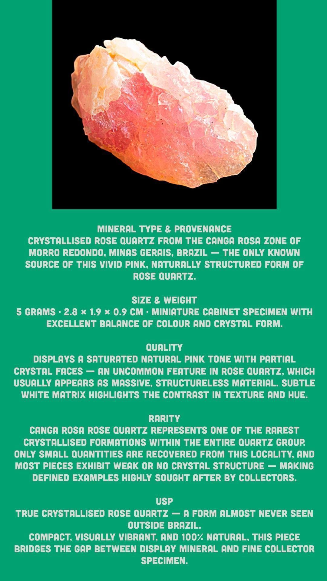 Crystallised rose quartz crystal, canga rosa brazil, rare pink quartz specimen, raw rose quartz, collector mineral display - Image 8
