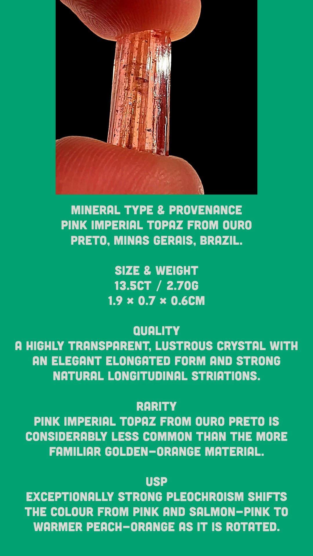 Pink imperial topaz crystal, ouro preto brazil, raw natural topaz mineral specimen - Image 8