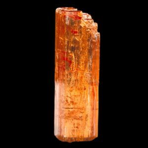 Imperial topaz crystal, reddish orange, ouro preto brazil, partially terminated natural mineral specimen