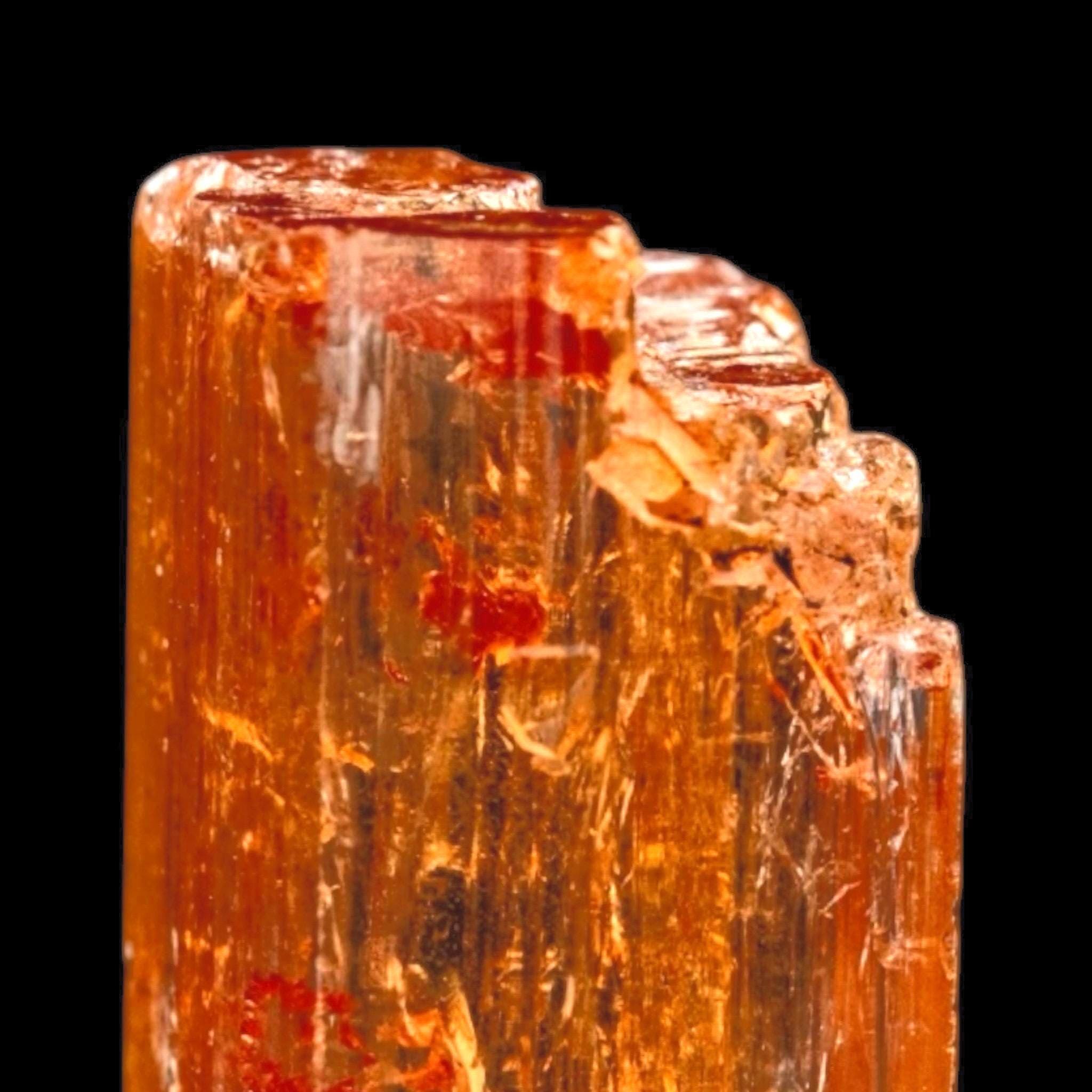 Imperial topaz crystal, reddish orange, ouro preto brazil, partially terminated natural mineral specimen - Image 2