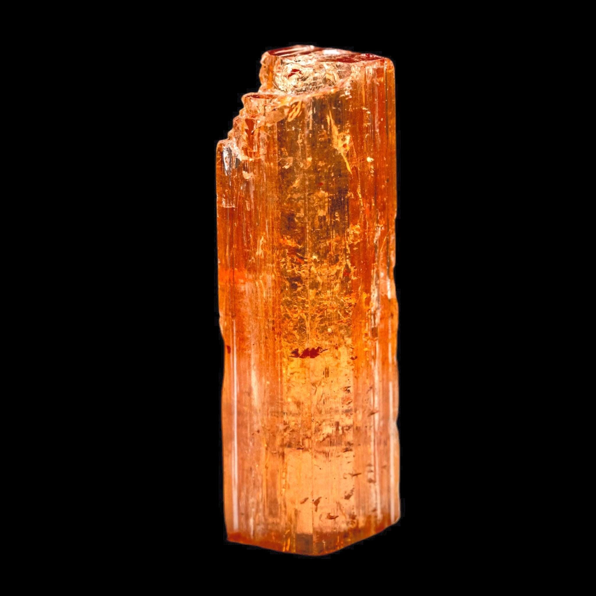 Imperial topaz crystal, reddish orange, ouro preto brazil, partially terminated natural mineral specimen - Image 3