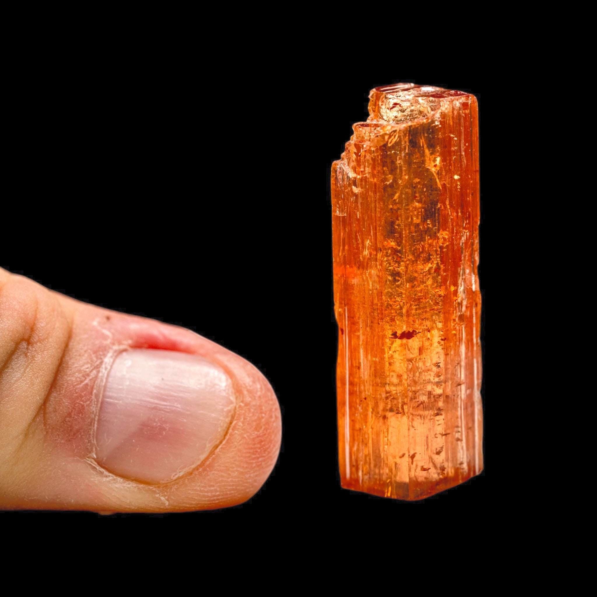 Imperial topaz crystal, reddish orange, ouro preto brazil, partially terminated natural mineral specimen - Image 4