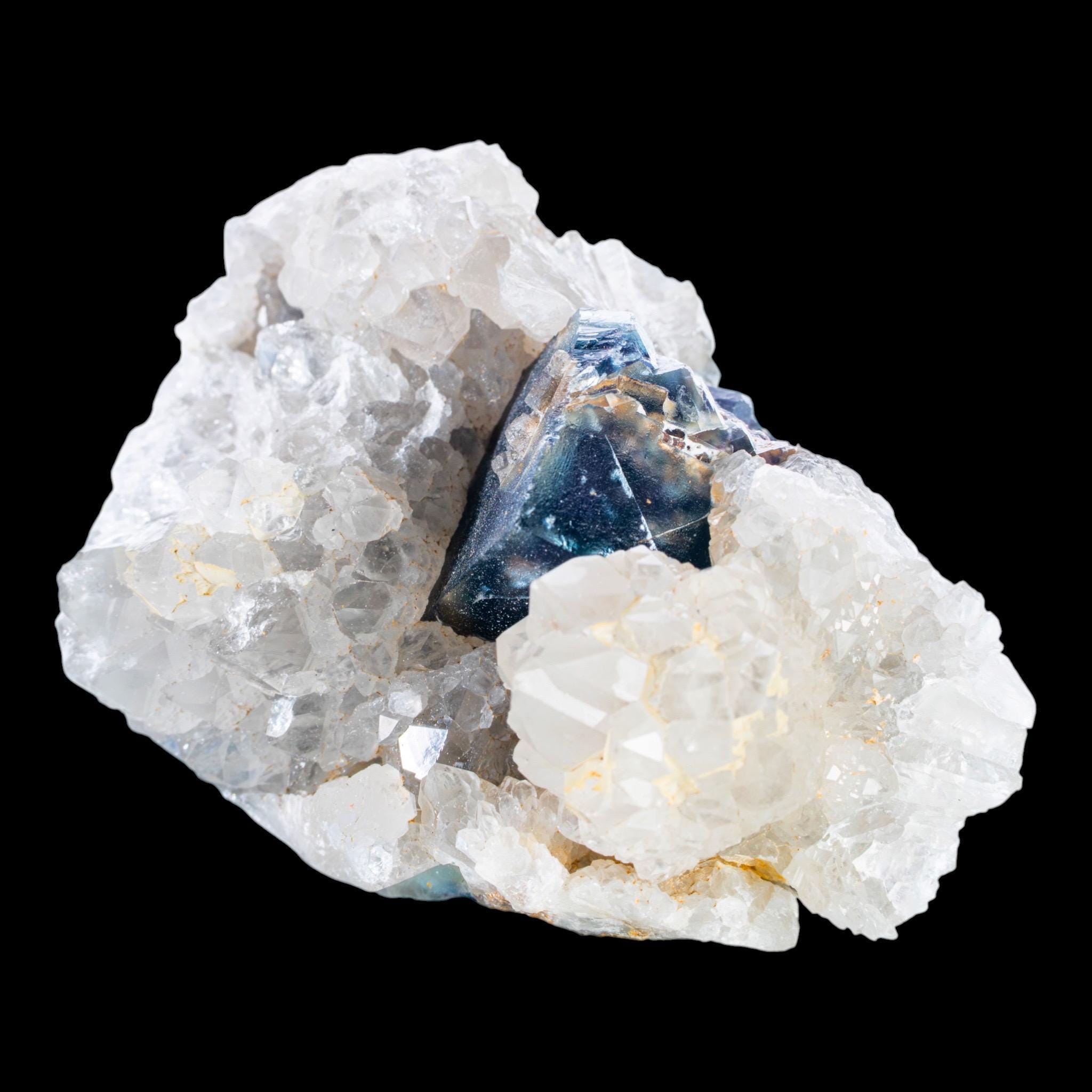 Okorusu fluorite with quartz deep blue cubic crystal namibia mineral specimen - Image 4