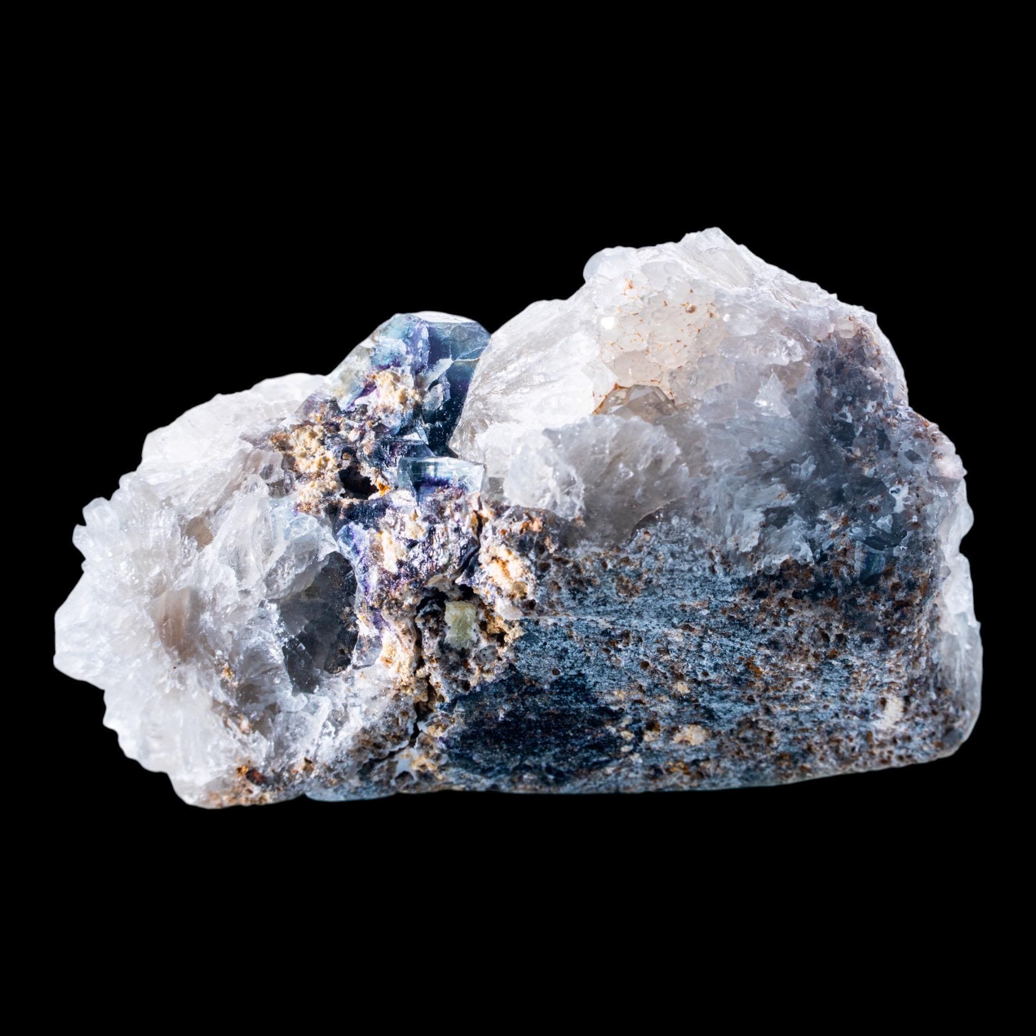 Okorusu fluorite with quartz deep blue cubic crystal namibia mineral specimen - Image 7