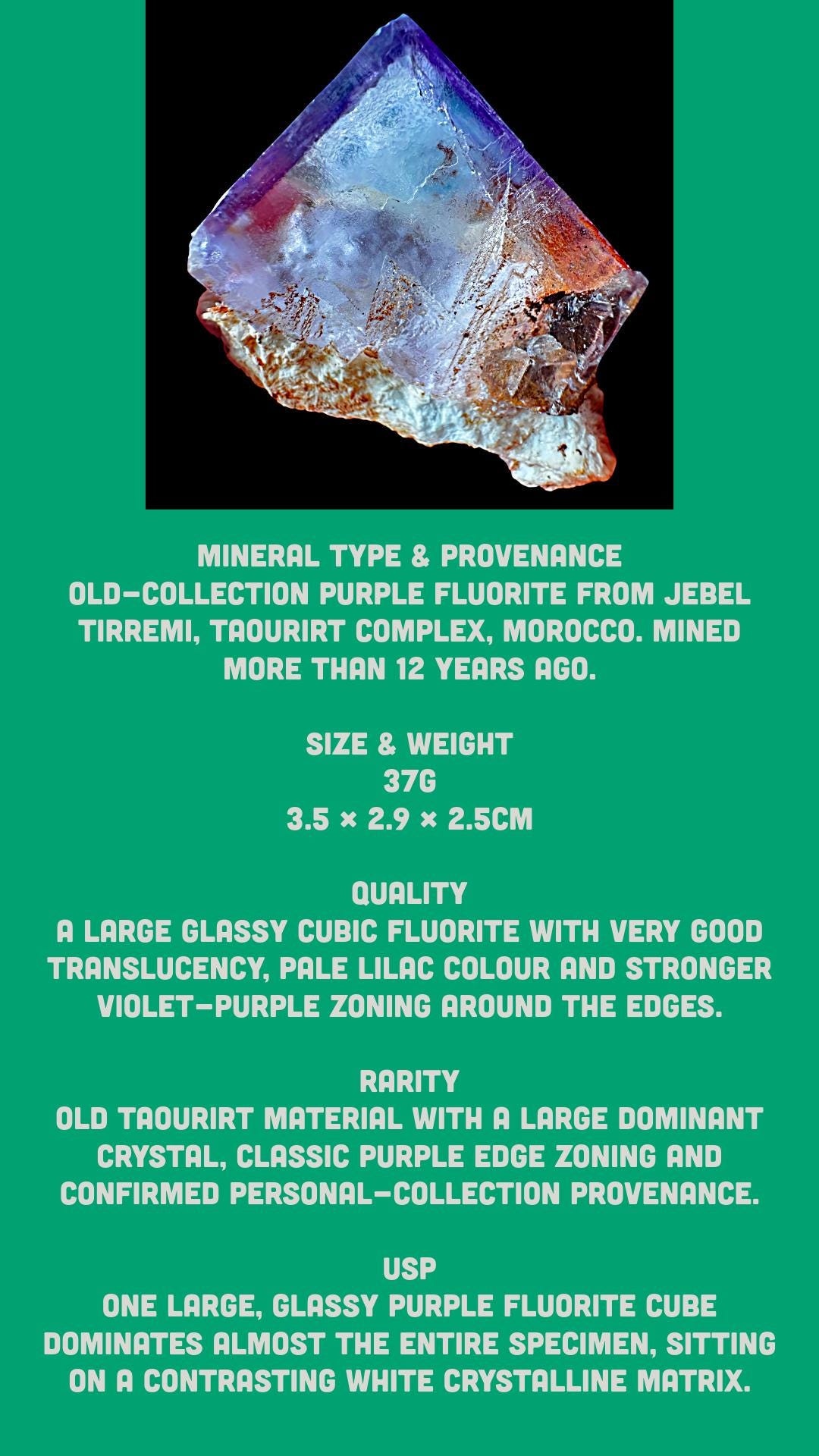 Purple fluorite crystal, moroccan fluorite, cubic fluorite crystal, natural mineral specimen, raw fluorite, collector mineral - Image 3