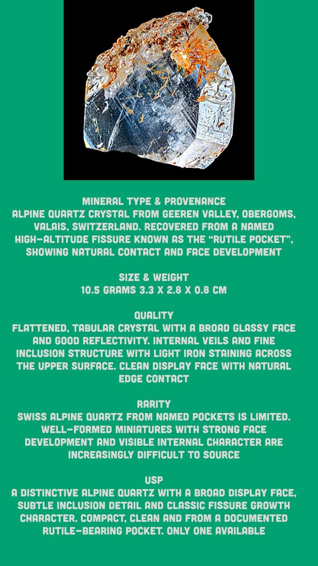 Swiss alpine quartz crystal, clear quartz crystal, swiss quartz specimen, natural rock crystal, raw quartz, collector mineral, switzerland - Image 7