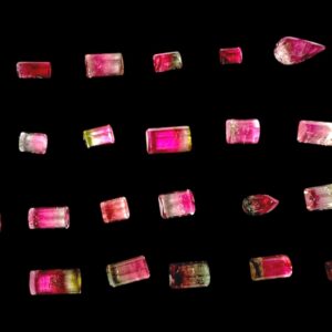 Watermelon tourmaline gemstones, natural unpolished pink green tourmaline, bicolor loose gemstone lot, brazilian tourmaline gems, gem preforms