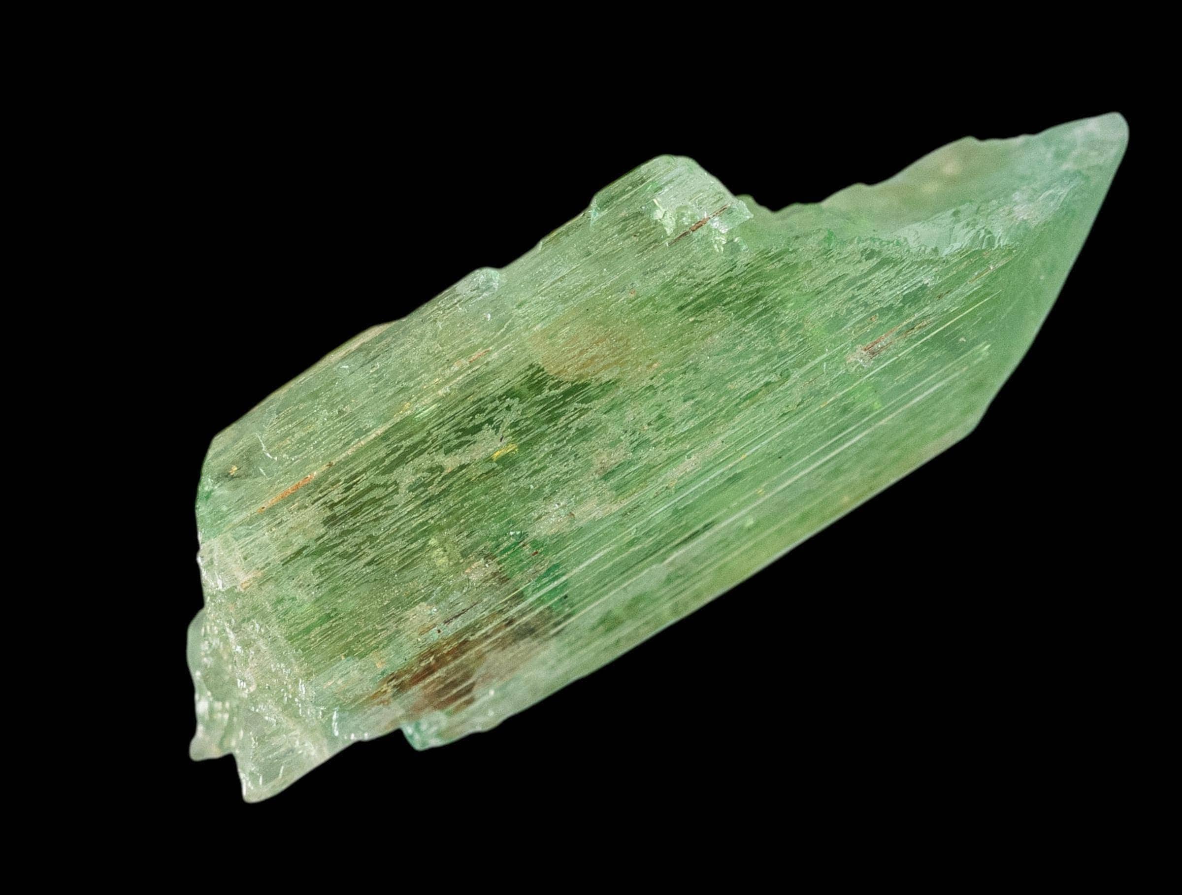 Hiddenite crystal, north carolina hiddenite, green spodumene crystal, rare mineral specimen