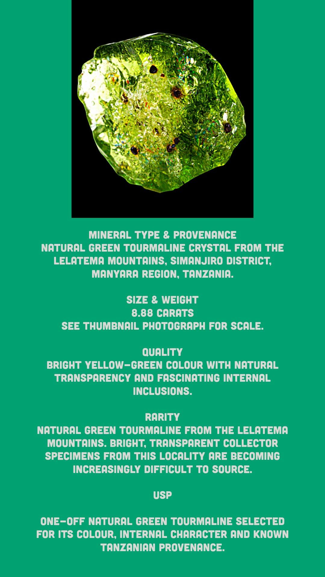 Green tourmaline crystal, natural tourmaline specimen, raw tanzania tourmaline, untreated crystal, mineral collector gift - Image 3