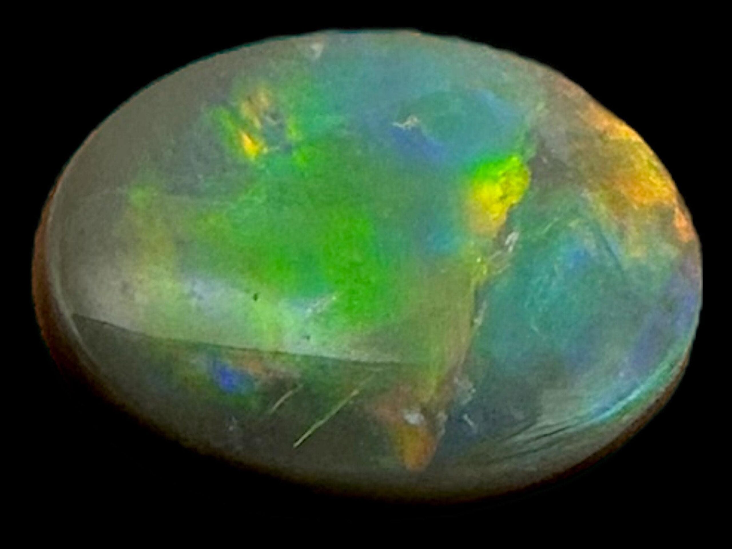 Black opal cabochon from lightning ridge, australian black opal with green and orange fire, natural solid opal for jewellery or collectors - Image 5