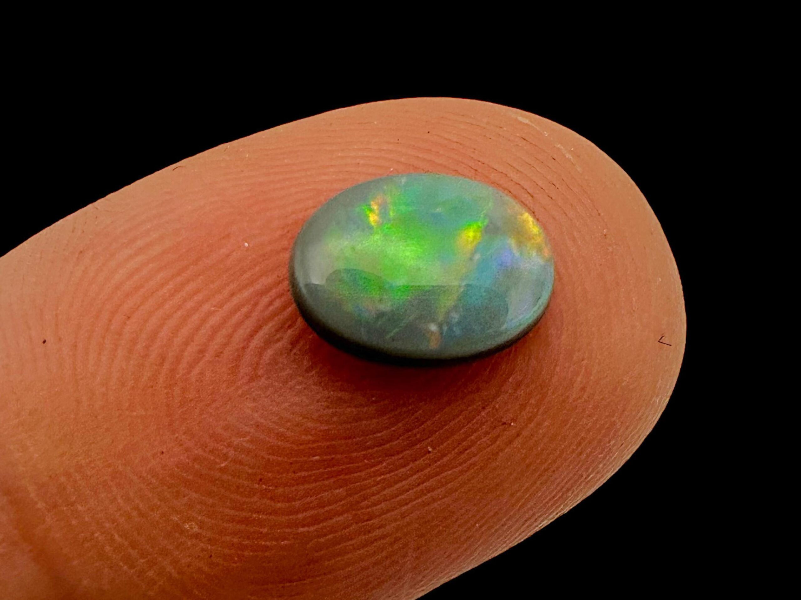 Black opal cabochon from lightning ridge, australian black opal with green and orange fire, natural solid opal for jewellery or collectors - Image 6