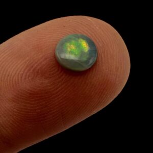 Small lightning ridge black opal cabochon, natural black opal, loose australian opal for collectors, green play of colour, 6mm round opal