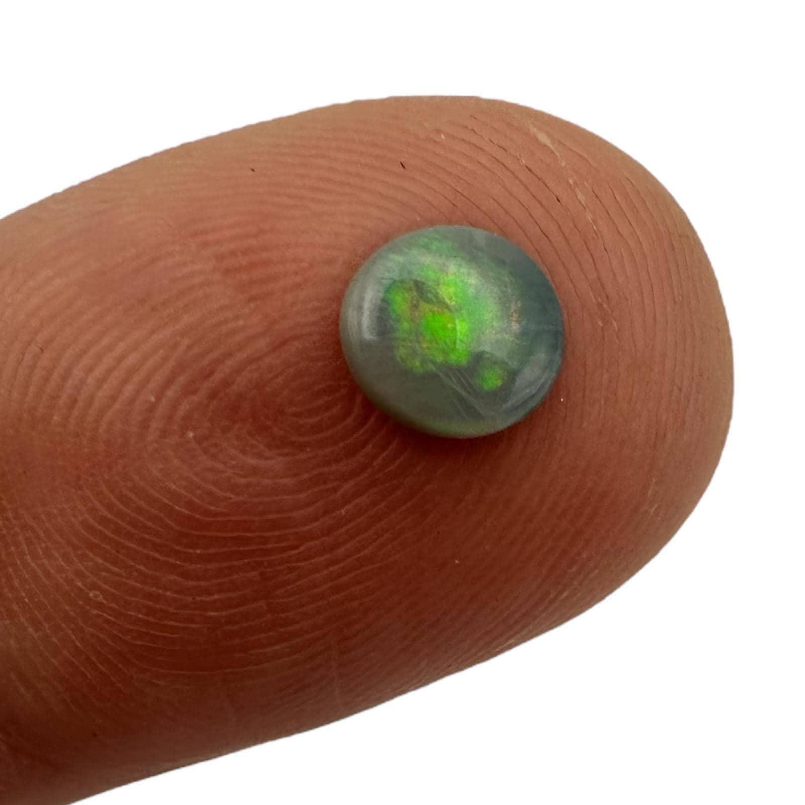 Small lightning ridge black opal cabochon, natural black opal, loose australian opal for collectors, green play of colour, 6mm round opal - Image 3