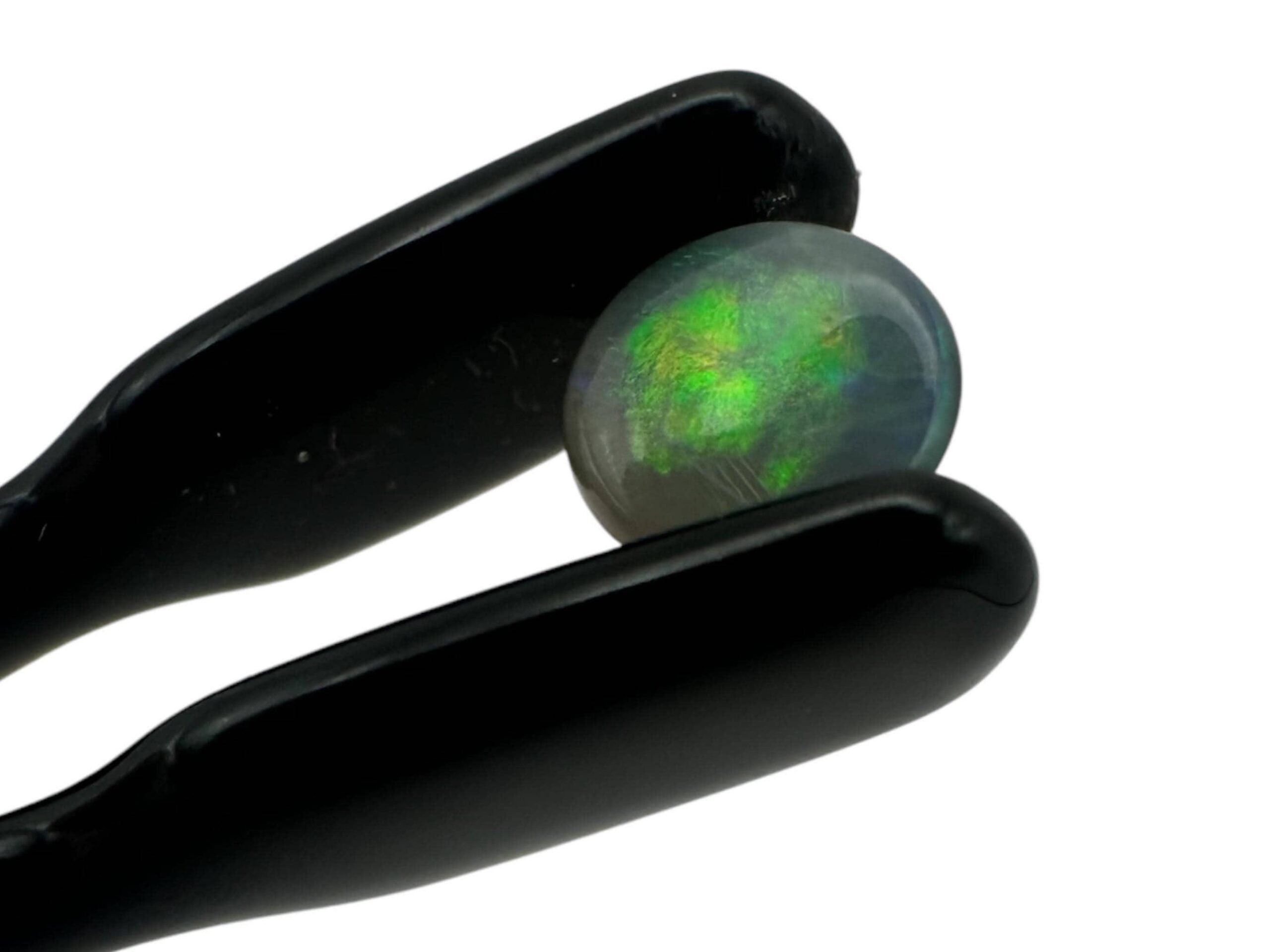 Small lightning ridge black opal cabochon, natural black opal, loose australian opal for collectors, green play of colour, 6mm round opal - Image 4
