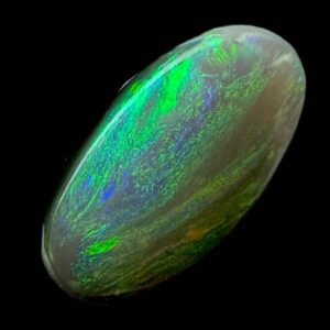 Australian dark opal cabochon with green and blue fire, natural lightning ridge opal, oval solid opal for jewellery or collectors