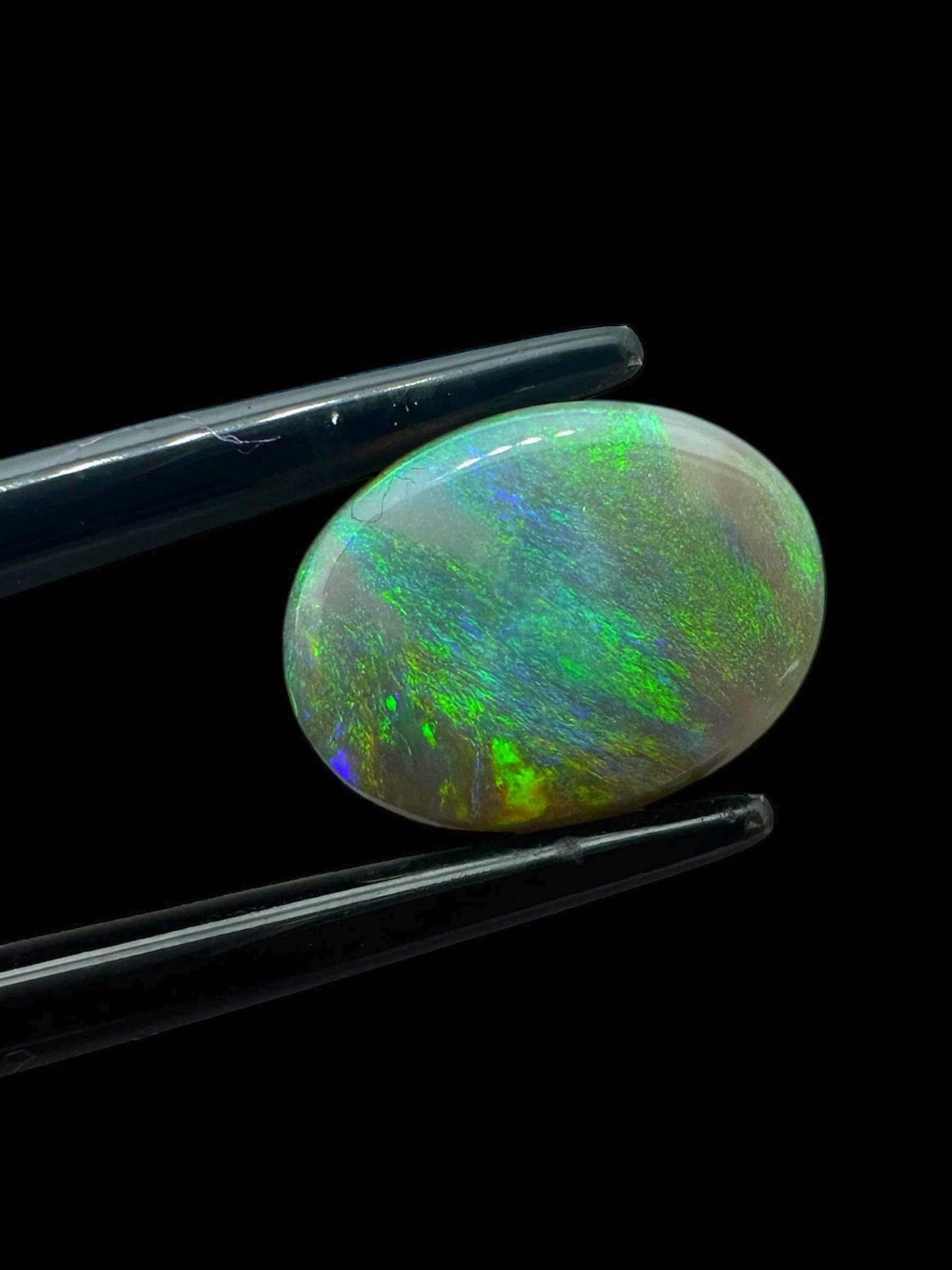 Natural lightning ridge opal, green fire dark opal cabochon, australian solid opal for jewellery, wire wrapping, healing or gifts