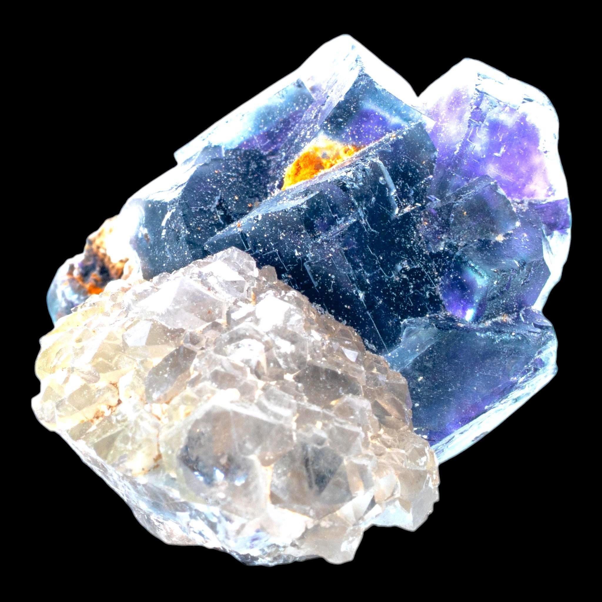 Okorusu fluorite, purple fluorite with quartz, namibia fluorite specimen, zoned fluorite crystal, mineral collector display