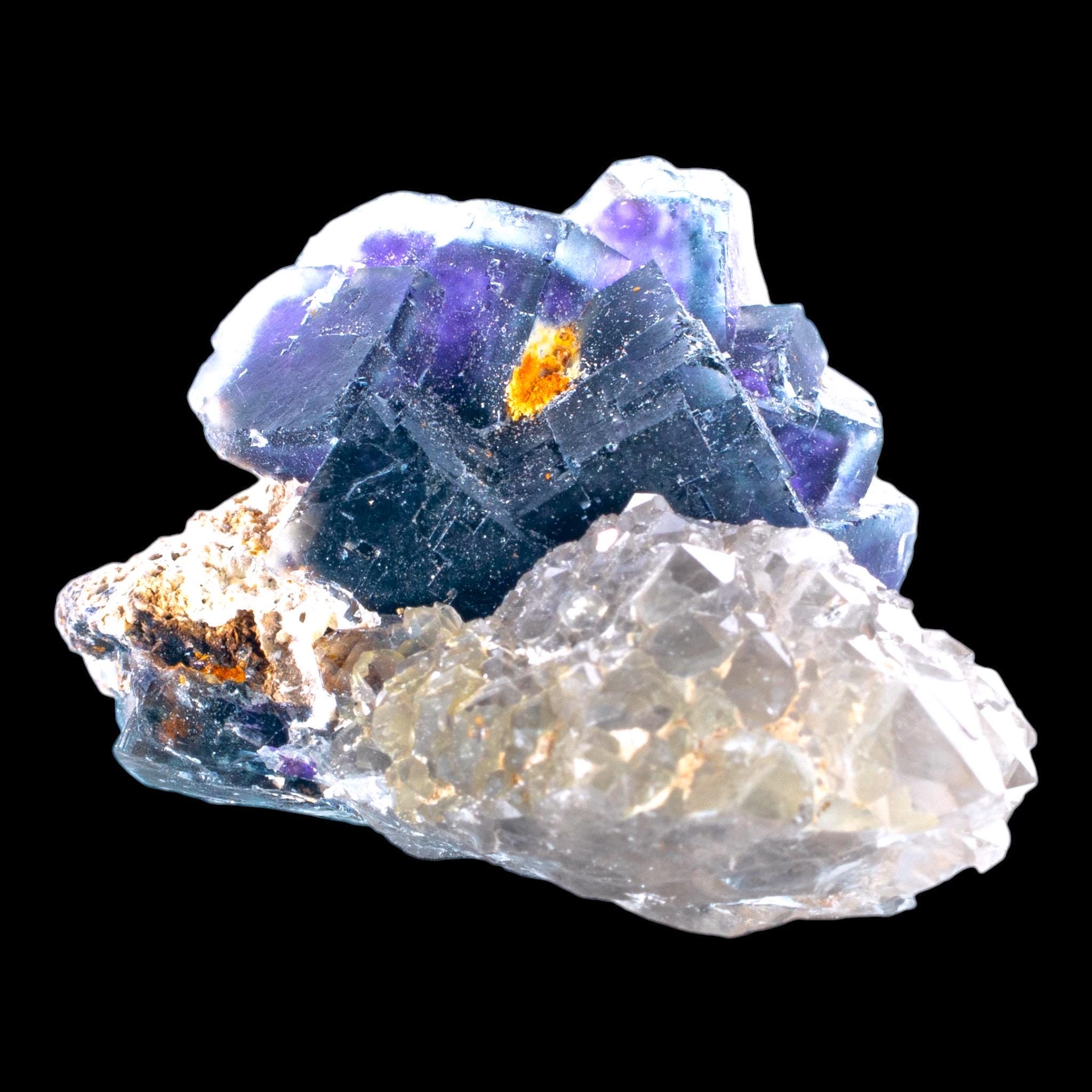 Okorusu fluorite, purple fluorite with quartz, namibia fluorite specimen, zoned fluorite crystal, mineral collector display - Image 2
