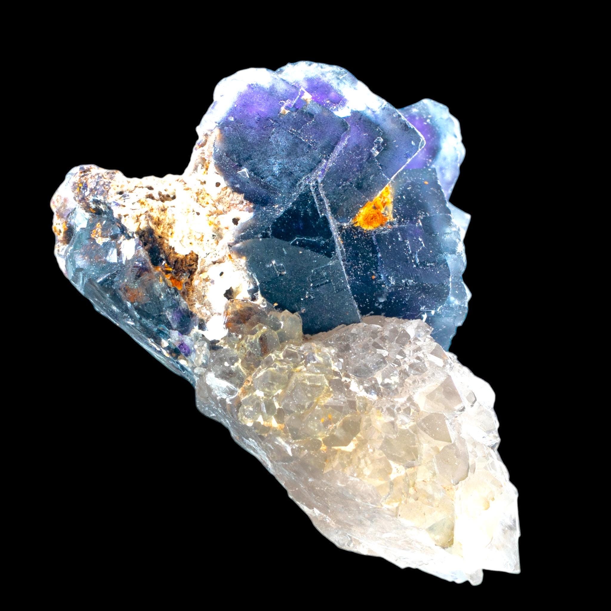 Okorusu fluorite, purple fluorite with quartz, namibia fluorite specimen, zoned fluorite crystal, mineral collector display - Image 3