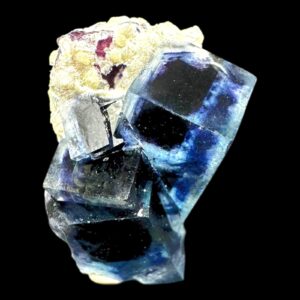 Phantom fluorite crystal for collectors, purple blue fluorite on matrix, cubic fluorite specimen, natural fluorite crystal,  yindu mine