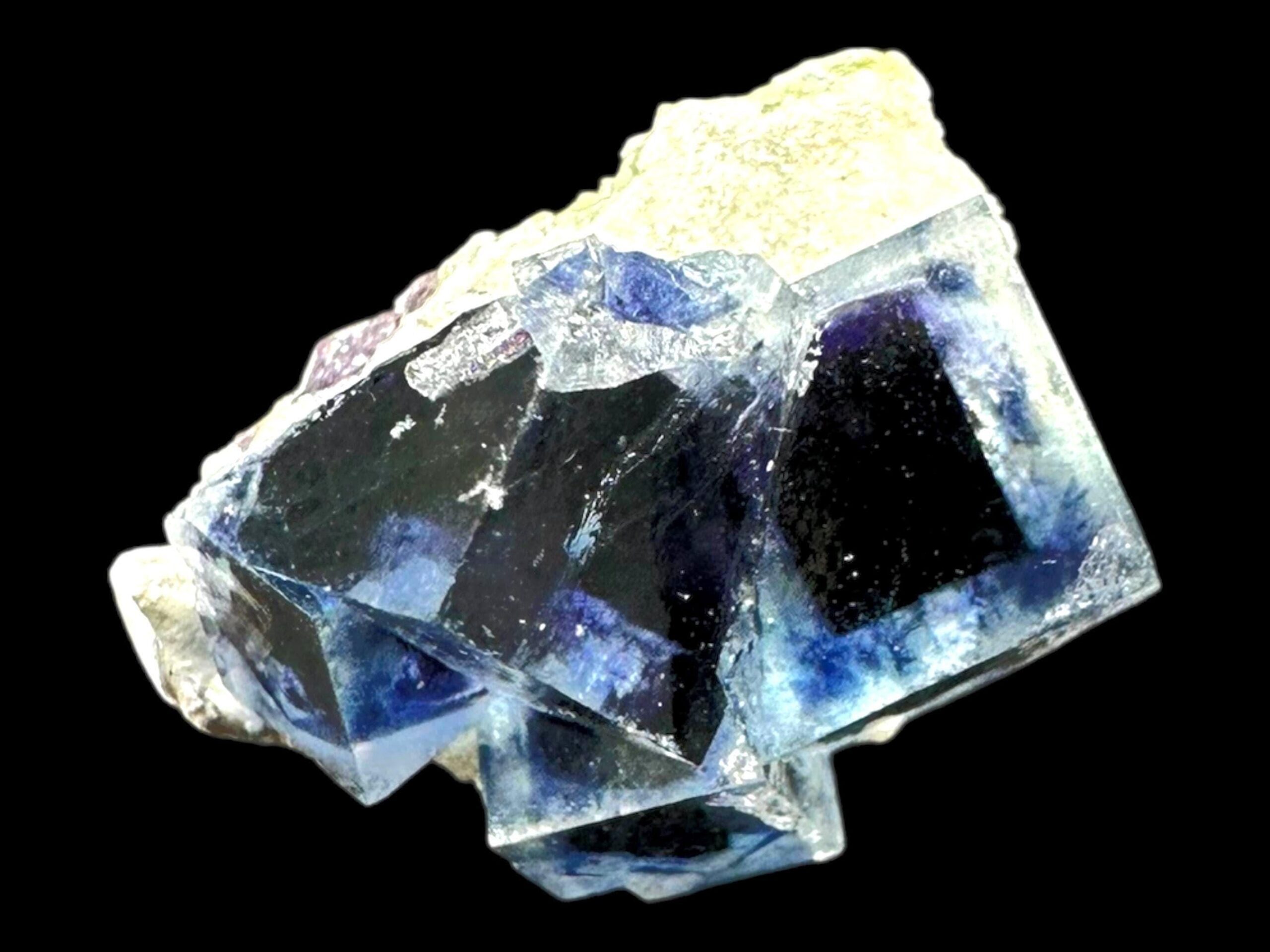Phantom fluorite crystal for collectors, purple blue fluorite on matrix, cubic fluorite specimen, natural fluorite crystal, yindu mine - Image 6