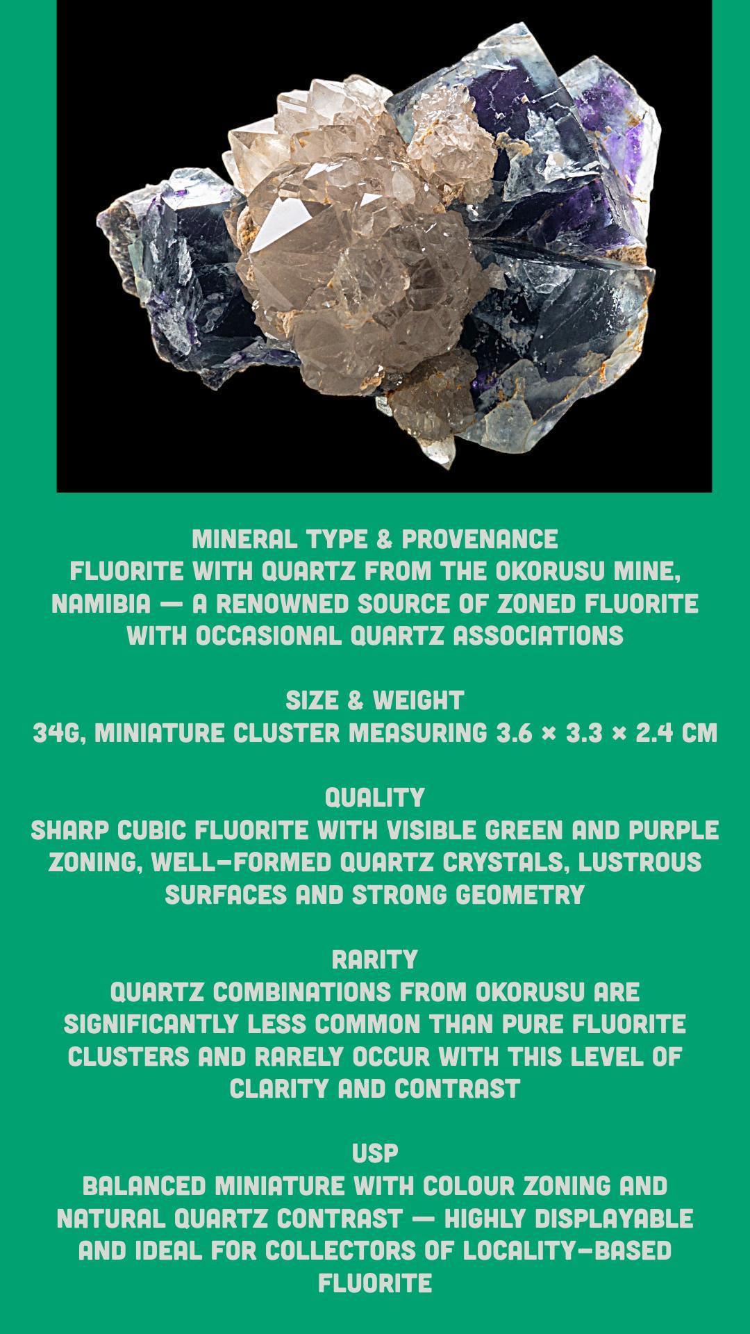 Fluorite with quartz for collectors, natural crystal cluster for home decor, gift for birthdays or new home, fluorite and quartz combination - Image 6