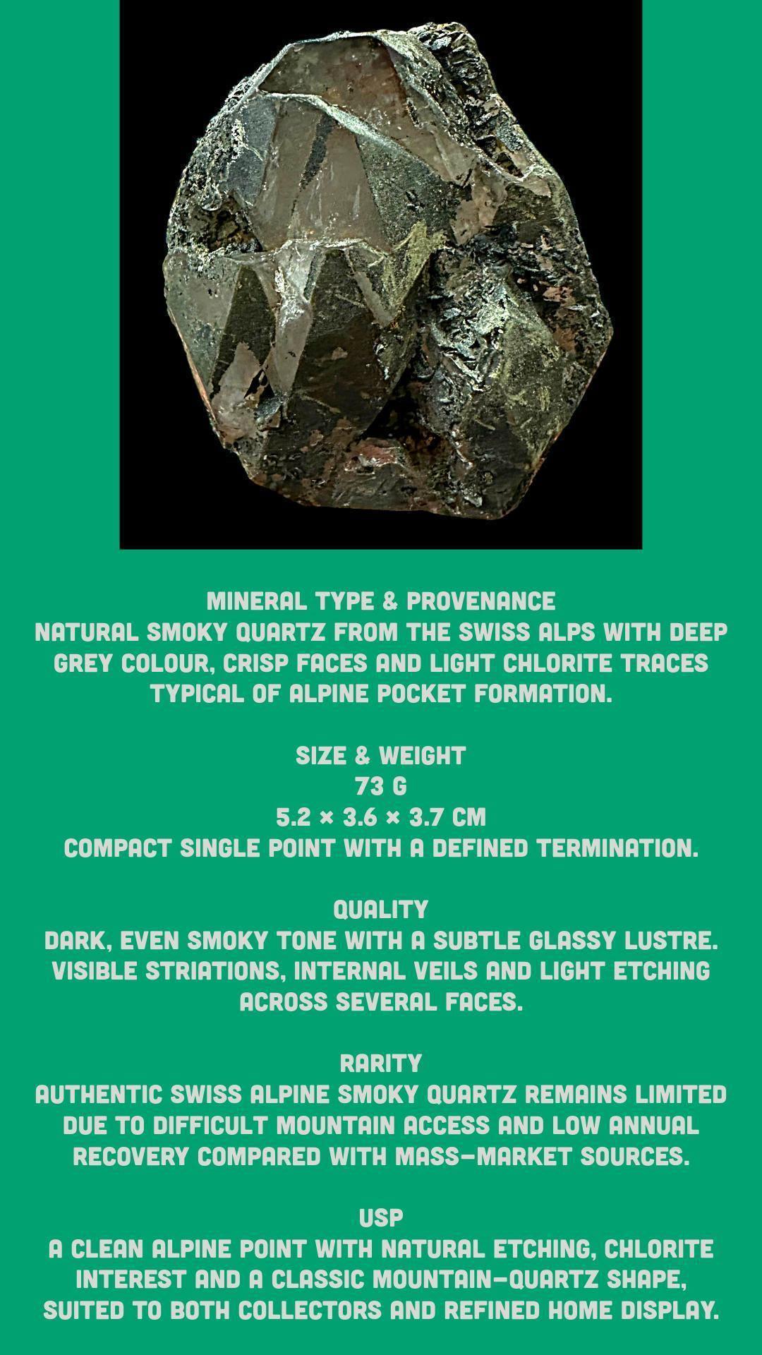 Smoky quartz crystal, smoky quartz point, raw smoky quartz, swiss alpine quartz, quartz crystal, collector mineral - Image 7