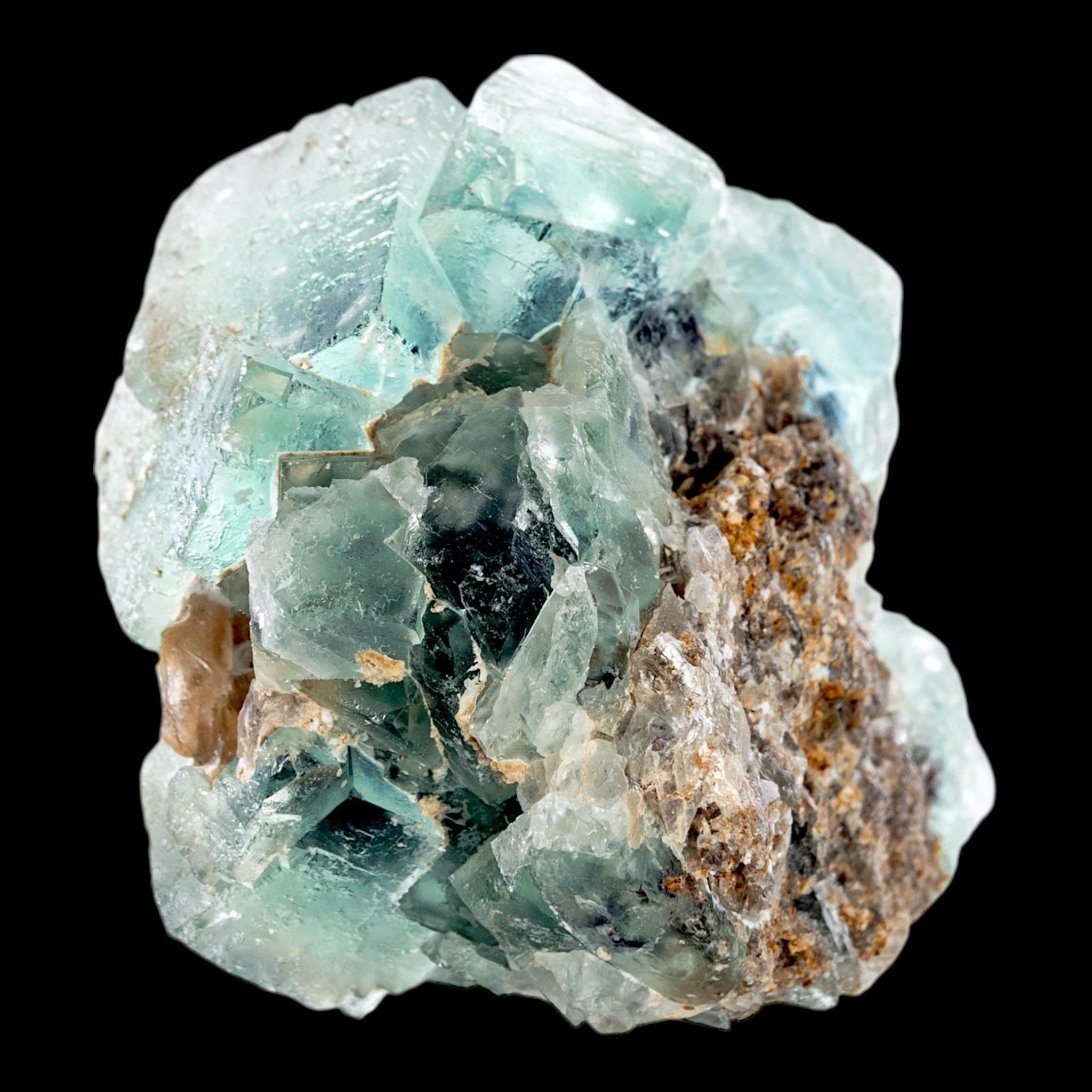 Green fluorite crystal cluster natural fluorite on matrix cubic fluorite specimen from namibia mineral crystal for collectors display - Image 3