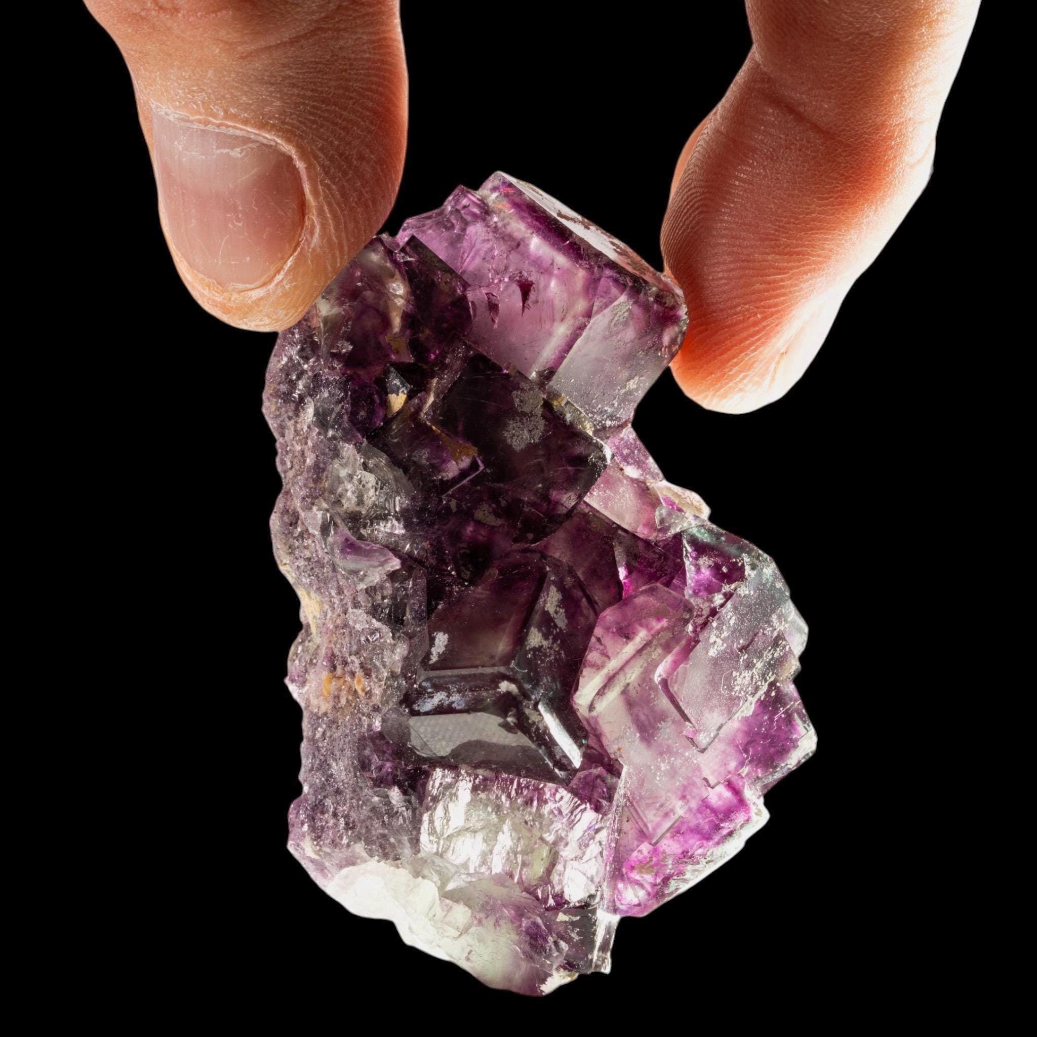 Purple Fluorite Crystal Cluster, Cubes with Green Edges, Okorusu Mine, Namibia, Miniature Fluorite - Image 3