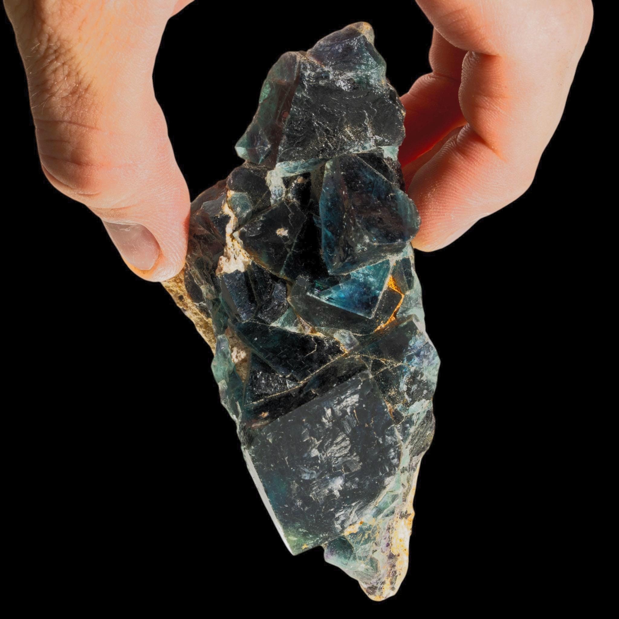 Fluorite on Matrix, Dark Green Cubic Crystal Cluster, Mineral Specimen, Okorusu Mine, Namibia - Image 6
