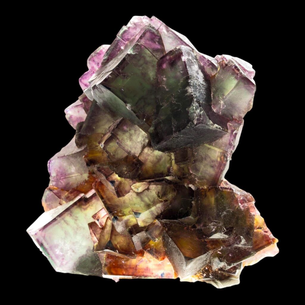 Fluorite Crystal Cluster, Purple Green Zoned Cubes, Okorusu Mine, Namibia, Large Statement Piece