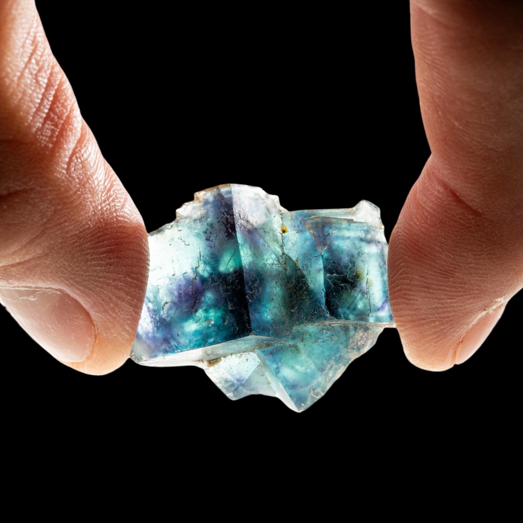 Fluorite Crystal, Blue Green Cubes with Purple Zoning, Butterfly Pocket, Okorusu Mine, Namibia - Image 3