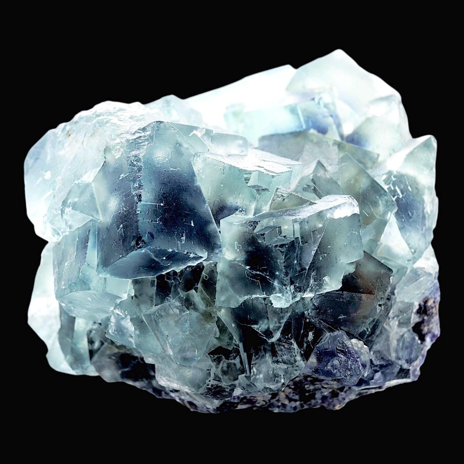 Blue fluorite crystal cluster cubic fluorite on matrix natural fluorite specimen display mineral collector crystal - Image 2