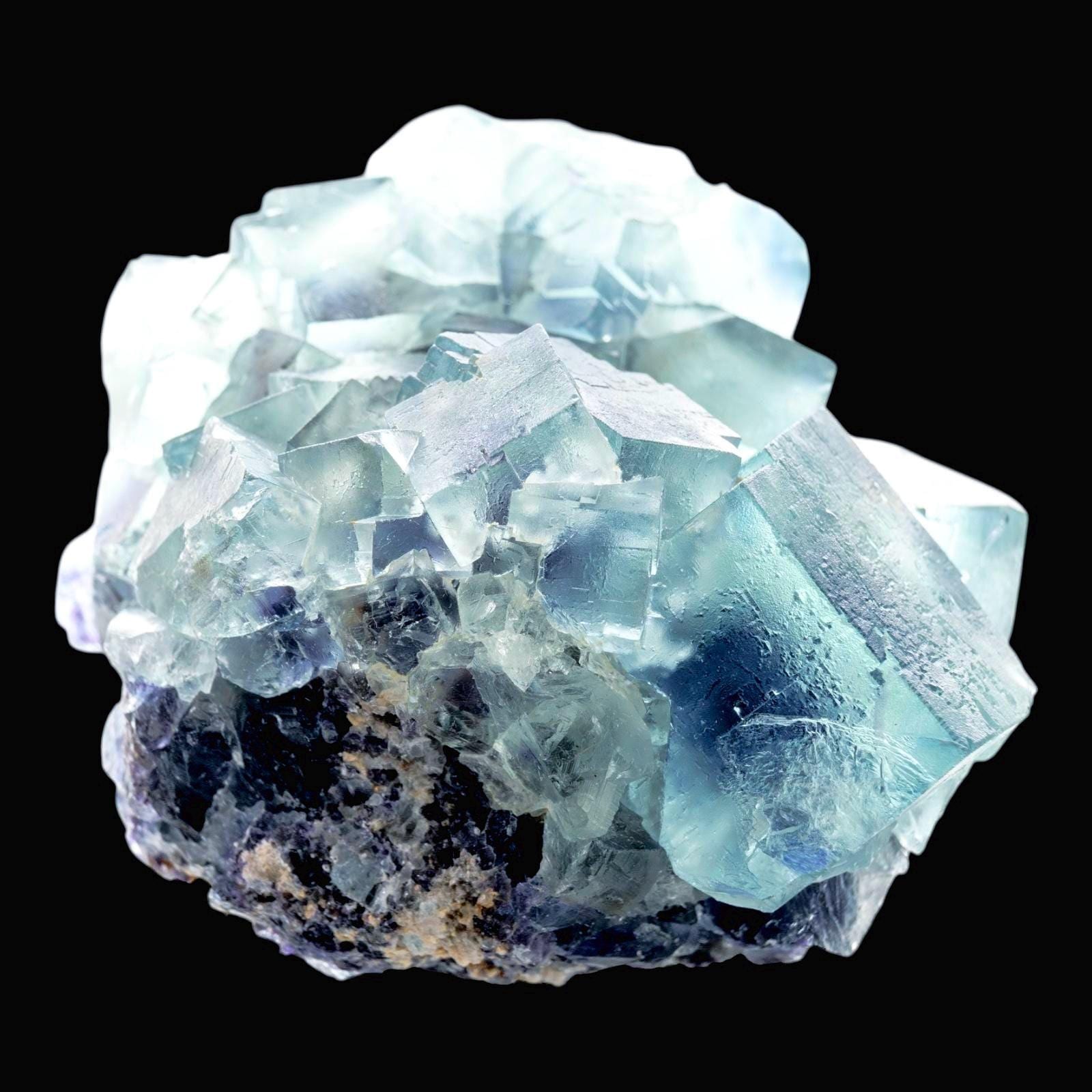 Blue fluorite crystal cluster cubic fluorite on matrix natural fluorite specimen display mineral collector crystal - Image 3