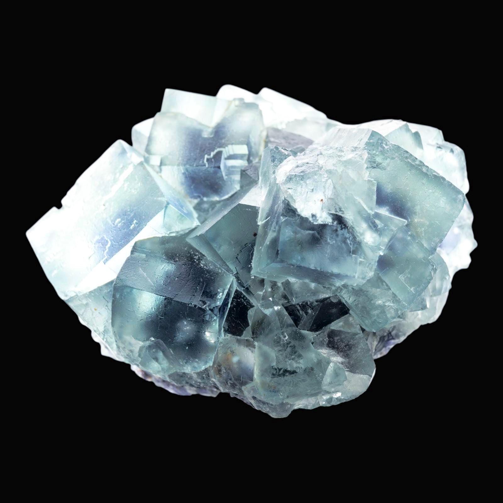 Blue fluorite crystal cluster cubic fluorite on matrix natural fluorite specimen display mineral collector crystal - Image 4