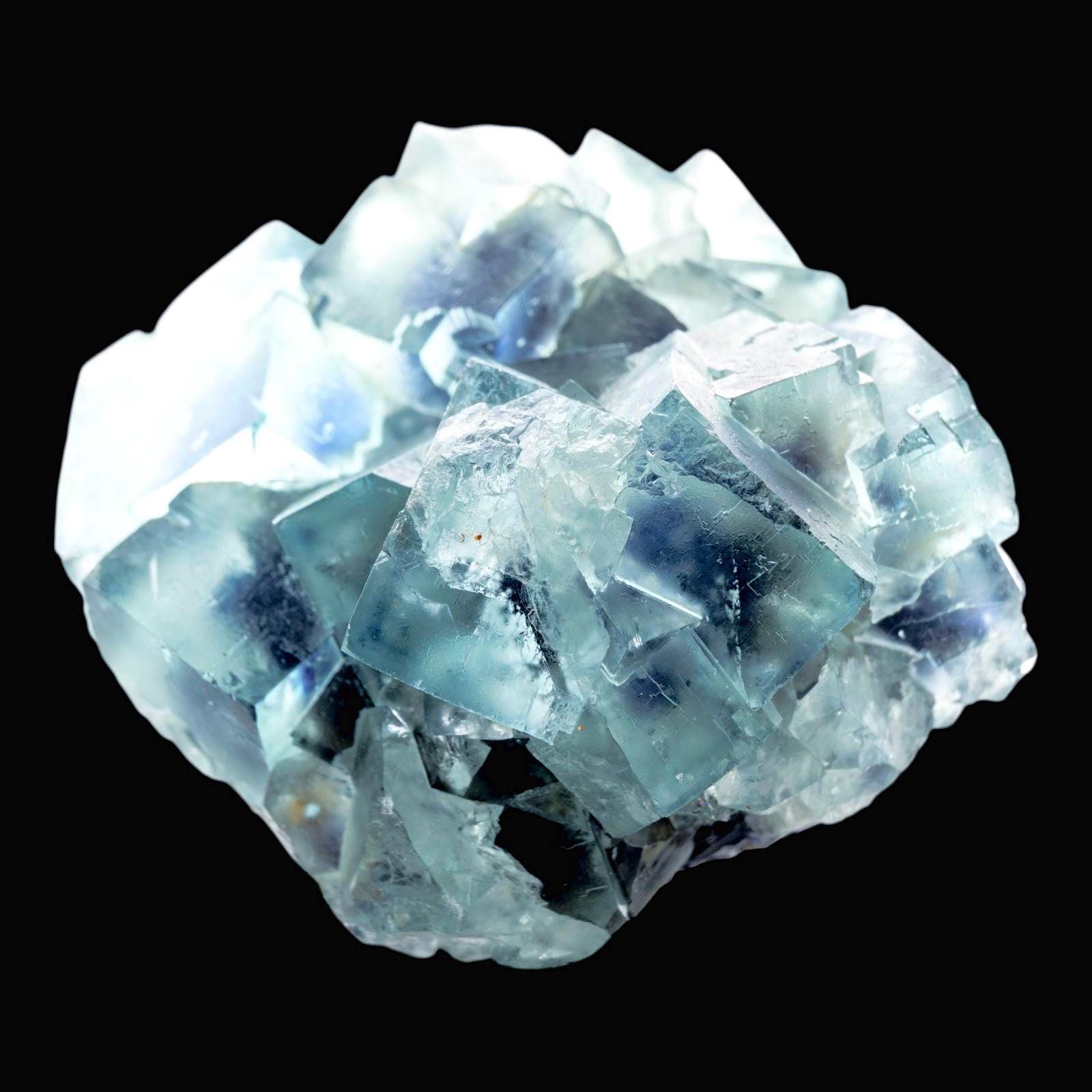 Blue fluorite crystal cluster cubic fluorite on matrix natural fluorite specimen display mineral collector crystal - Image 5