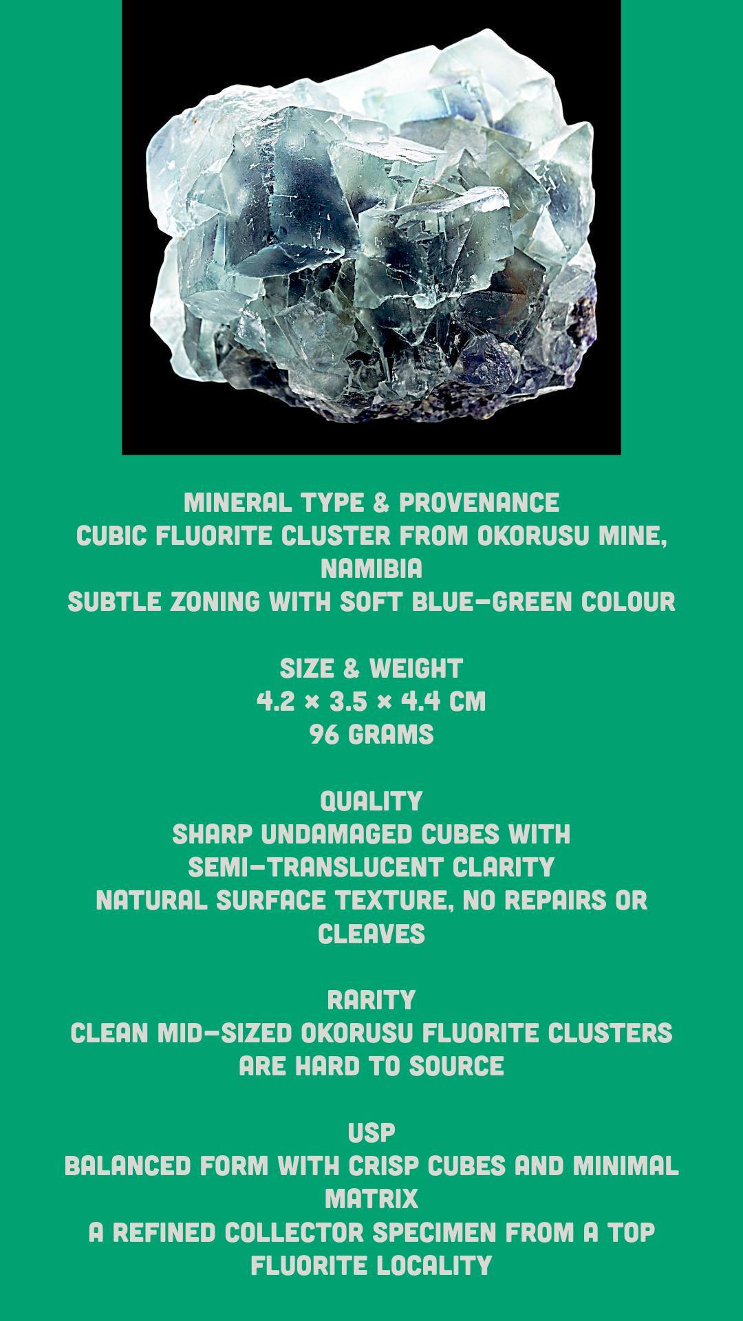Blue fluorite crystal cluster cubic fluorite on matrix natural fluorite specimen display mineral collector crystal - Image 6
