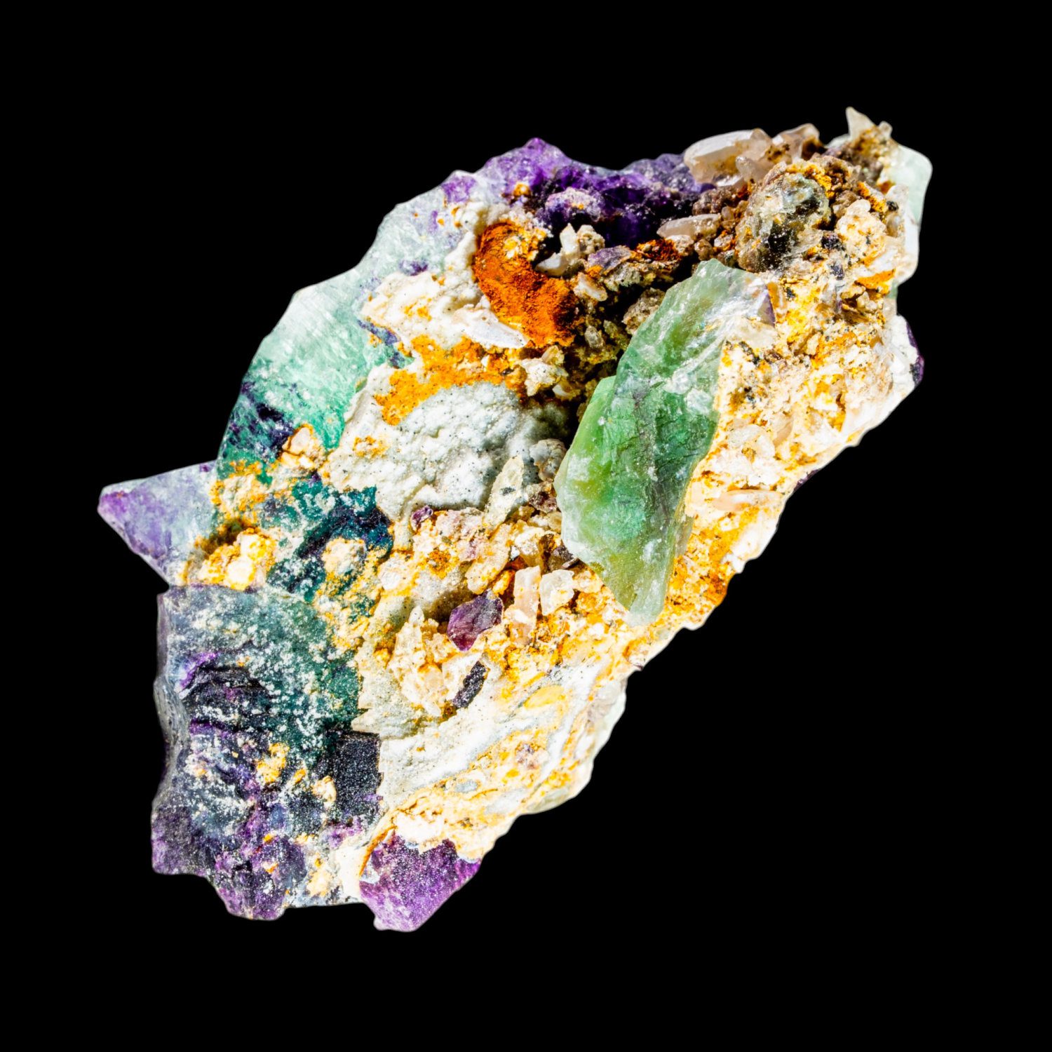 Fluorite crystal, purple green zoned cubic fluorite, okorusu mine namibia, mineral specimen - Image 3