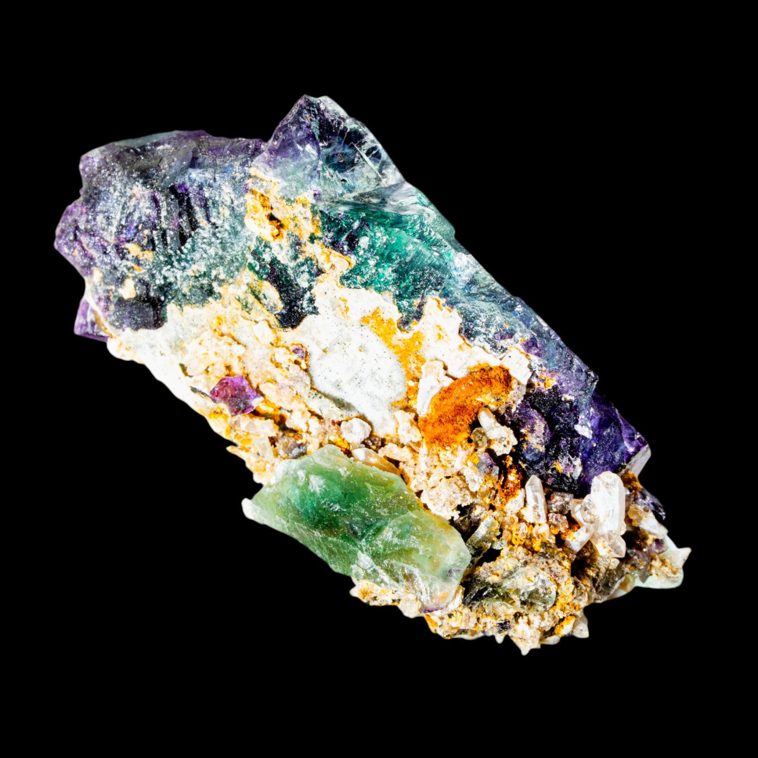 Fluorite crystal, purple green zoned cubic fluorite, okorusu mine namibia, mineral specimen - Image 4