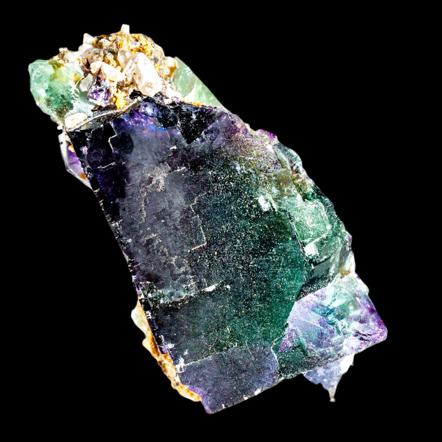Fluorite crystal, purple green zoned cubic fluorite, okorusu mine namibia, mineral specimen - Image 5