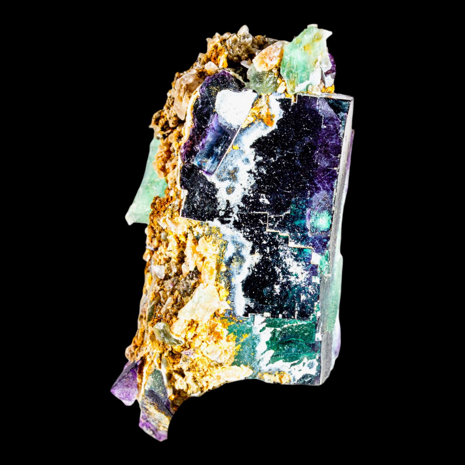 Fluorite crystal, purple green zoned cubic fluorite, okorusu mine namibia, mineral specimen - Image 6
