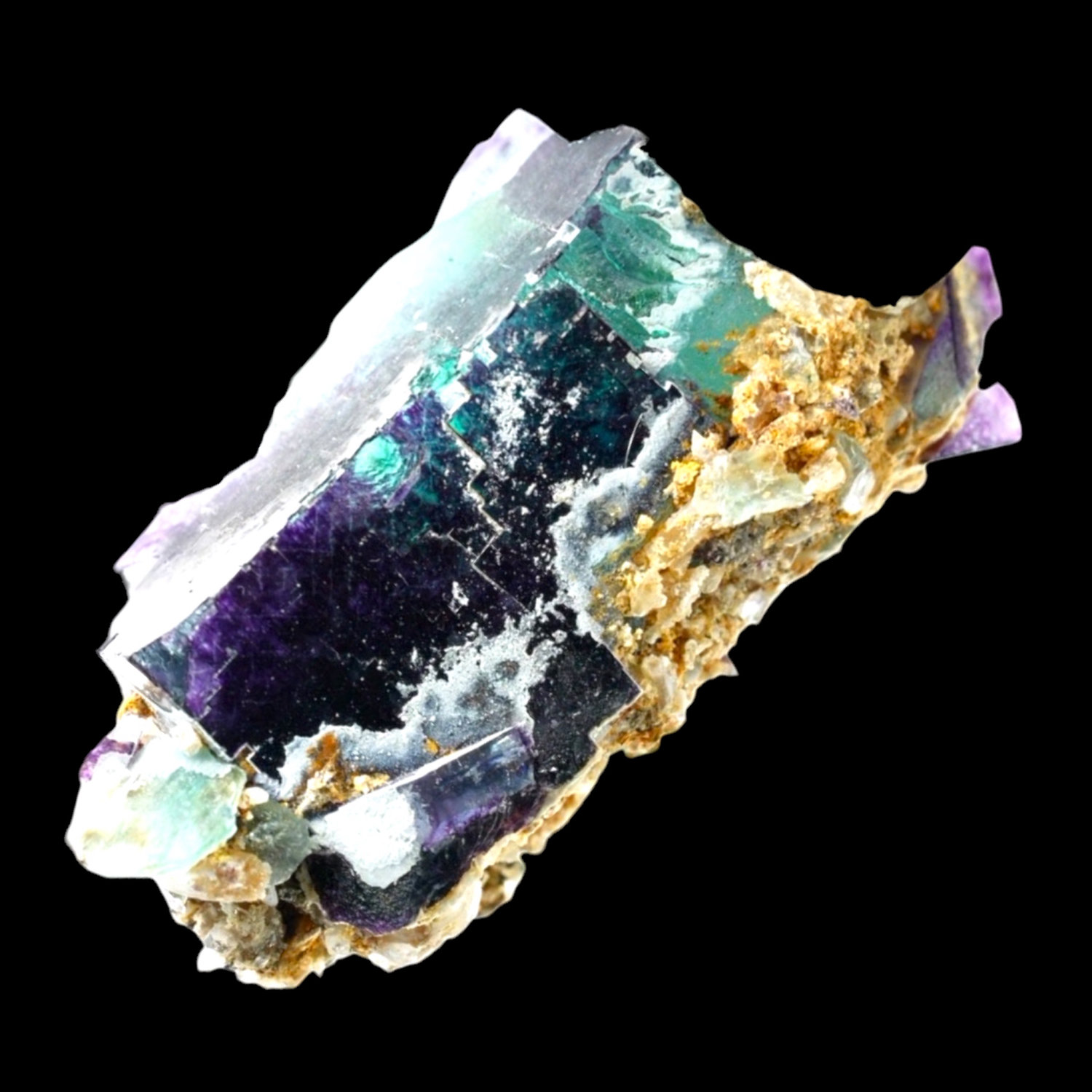 Fluorite crystal, purple green zoned cubic fluorite, okorusu mine namibia, mineral specimen - Image 8